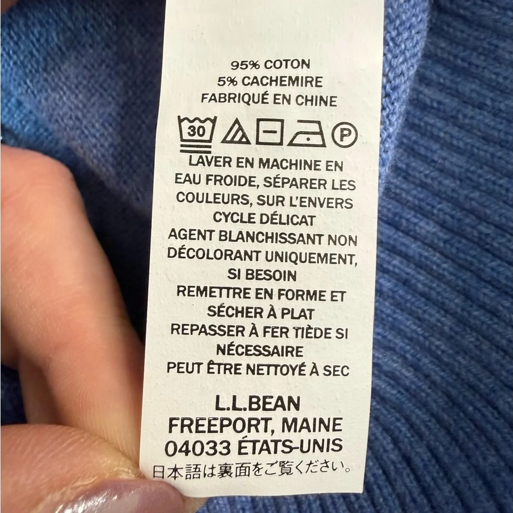 L.L.Bean Cotton Cashmere Turtleneck Sweater Blue Plus Size IX 1X - Picture 11 of 13